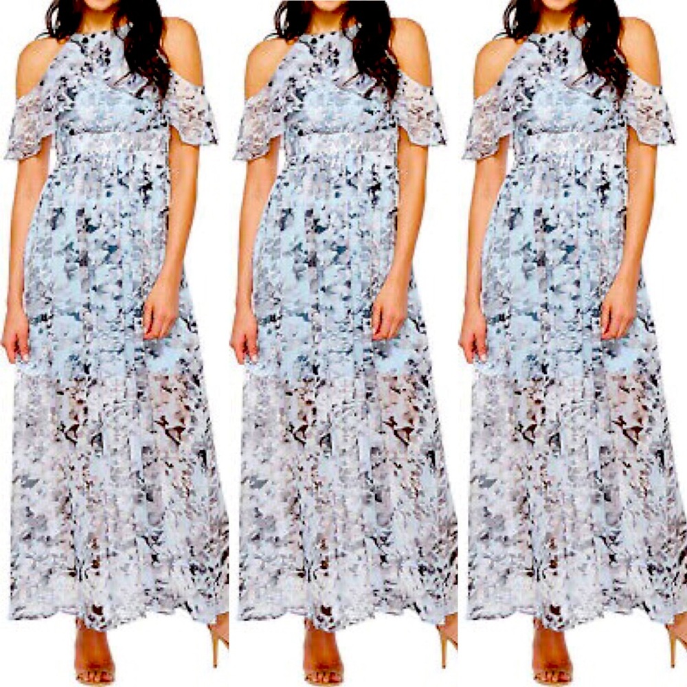 Vince Camuto Chiffon Cold Shoulder Maxi Dress